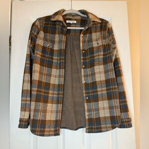 Workshop Republic Clothing Women’s Plaid Shirt in Brown and Blue